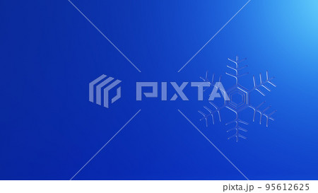 青色背景に透明な雪の結晶(1点)背景素材。 青色背景に透明な雪の結晶(1点)背景素材。 95612625