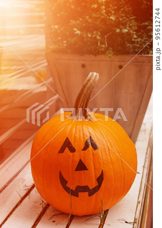 Scared face Halloween pumpkin. Jack head. Holiday event Halloween Scared face Halloween pumpkin. Jack head. Holiday event Halloween 95612744