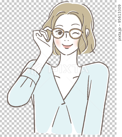 woman with glasses laughing 95613309
