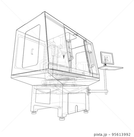 Metalworking CNC milling machine. Vector Metalworking CNC milling machine. Vector 95613992