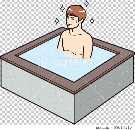 一名男子在桑拿設施中洗冷水澡 95614110