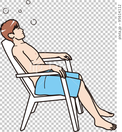 サウナ施設でくつろぐ男性 サウナ施設でくつろぐ男性 95614112