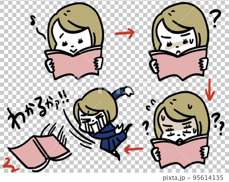 因看不懂所學內容而慌張的初中女生 95614135