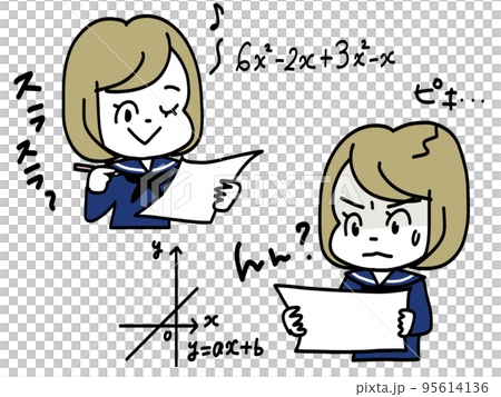 因看不懂所學內容而慌張的初中女生 95614136