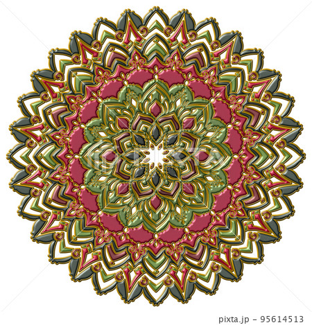 マンダラアート(宝飾品風、エナメル、立体的、幾何学模様) 95614513