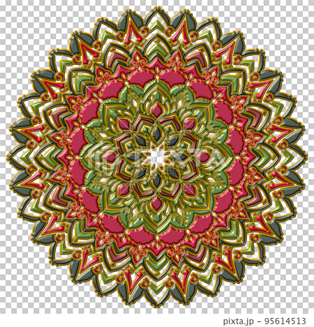 マンダラアート(宝飾品風、エナメル、立体的、幾何学模様) 95614513