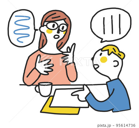 家族のために通訳をしているヤングケアラー イラスト素材 家族のために通訳をしているヤングケアラー イラスト素材 95614736