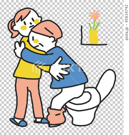 介護を必要としている家族のトイレの介助をしているヤングケアラー イラスト素材 介護を必要としている家族のトイレの介助をしているヤングケアラー イラスト素材 95614742