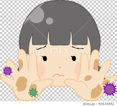 手が汚れている女の子のイラスト素材 [95614842] - PIXTA