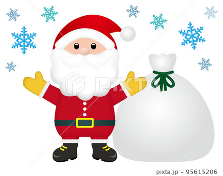サンタクロース　プレゼント袋と雪 95615206