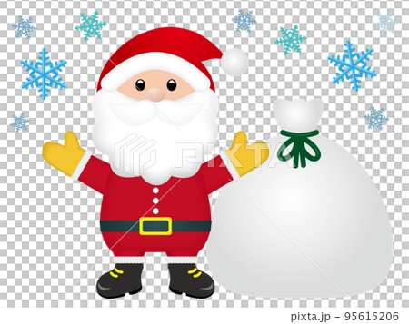 サンタクロース　プレゼント袋と雪 95615206