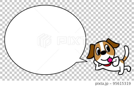 Jack Russell Terrier Dog Relaxing while Licking Candy Speech Bubble 95615319
