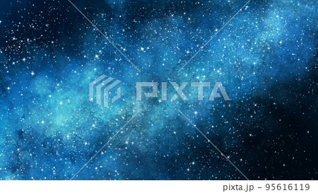 手描きの水彩の星空、キラキラ背景 95616119