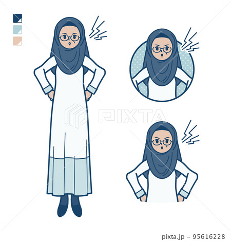 シニアのアラビア人女性が怒っているイラスト 95616228