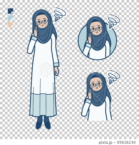 一位資深阿拉伯婦女遇到麻煩的插圖 一位資深阿拉伯婦女遇到麻煩的插圖 95616230