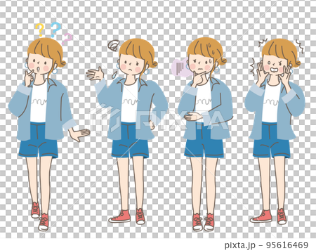 年輕女性的負面表達矢量圖素材 年輕女性的負面表達矢量圖素材 95616469
