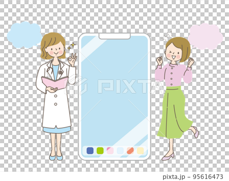 在智能手機上解釋醫療的圖像插圖材料 在智能手機上解釋醫療的圖像插圖材料 95616473