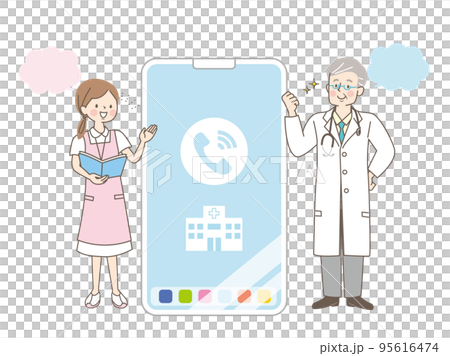 Image illustration material to explain medical treatment on a smartphone Image illustration material to explain medical treatment on a smartphone 95616474