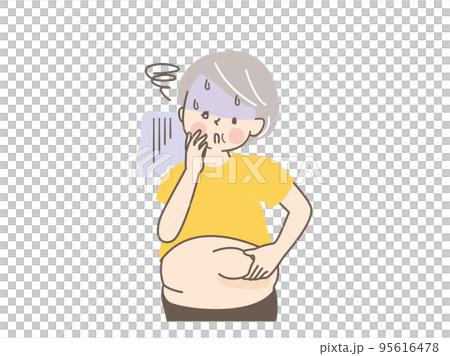 Vector illustration material of a senior woman who is fat and shocked Vector illustration material of a senior woman who is fat and shocked 95616478