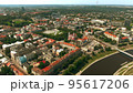Aerial view of the ministry of foreign affairs of Lithuania and the river Neris embankment, Vilnius 95617206