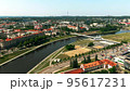 Aerial view of the riverbank of the river Neris and city of Vilnius, Lithuania 95617231