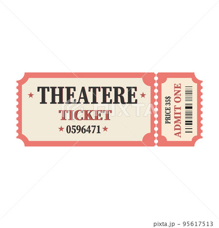 Theatre ticket. Horizontal theatre ticket.Vector illustration for design or print Theatre ticket. Horizontal theatre ticket.Vector illustration for design or print 95617513