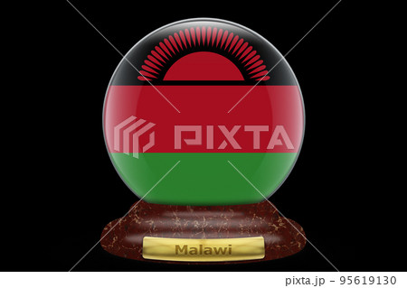 3D Flag of Malawi on a globe 95619130