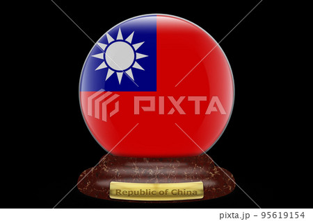 3D Flag of Republic of China on a globe 95619154