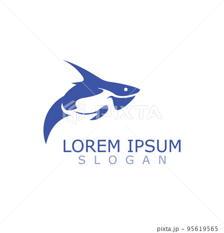 Shark Logo animal sea design icon vector silhouette template 95619565