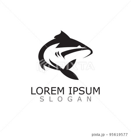 Shark Logo animal sea design icon vector silhouette template 95619577
