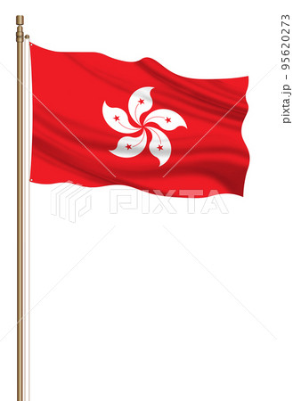 3D Flag of Hong Kong on a pillar 95620273