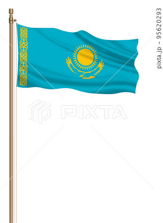 3D Flag of Kazakhstan on a pillar 3D Flag of Kazakhstan on a pillar 95620293