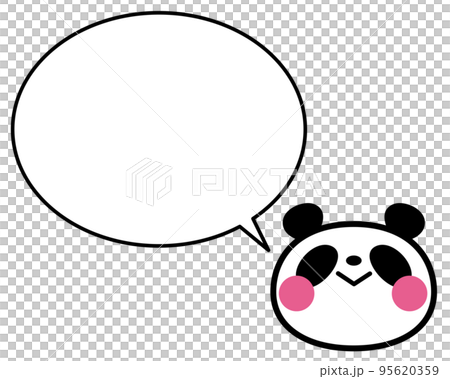 シンプルパンダ顔　満足照れ顔　ふきだし 95620359