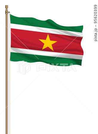 3D Flag of Suriname on a pillar 95620399