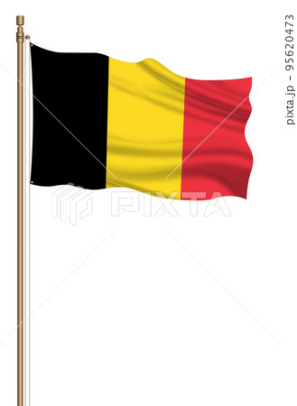 3D Flag of Belgium on a pillar 95620473