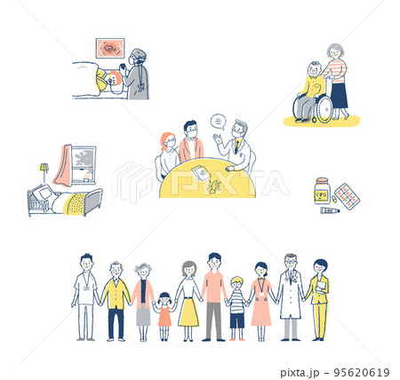 医療従事者と人々 さまざまなシーン セット 医療従事者と人々 さまざまなシーン セット 95620619