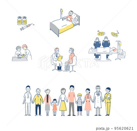 医療従事者と人々 さまざまなシーン セット 医療従事者と人々 さまざまなシーン セット 95620621