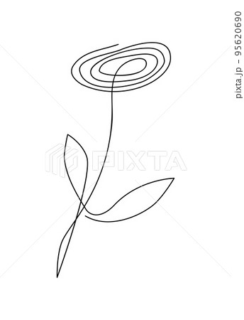 Flower rose vector one line art logo. Minimalist contour drawing monoline. Continuous line artwork for banner, book design, web illustration Flower rose vector one line art logo. Minimalist contour drawing monoline. Continuous line artwork for banner, book design, web illustration 95620690