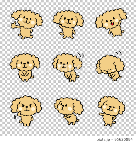 玩具貴賓犬鬆散手繪姿勢套裝 1 95620894