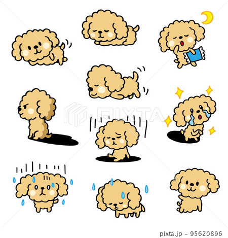 トイプードルのゆるい手描きポーズセット3 95620896