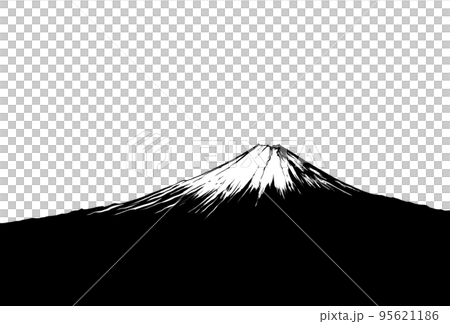 富士山の白黒線画イラスト 95621186