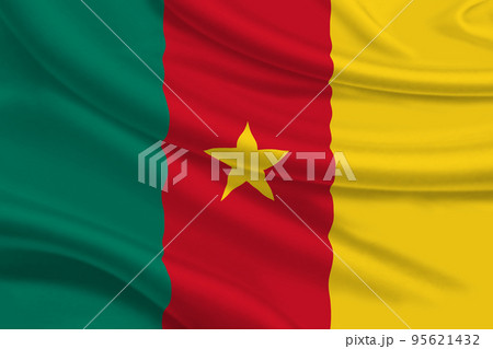 3D Flag of Cameroon on fabric 95621432