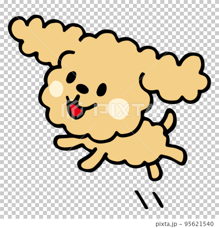Loose hand-painted toy poodle jumping pose Loose hand-painted toy poodle jumping pose 95621540
