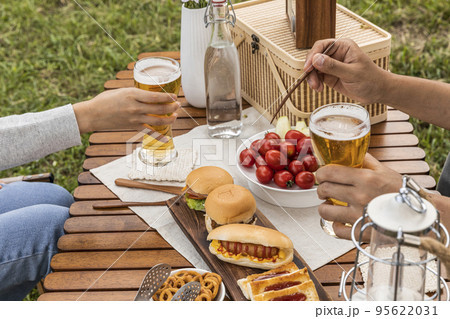 camping mood aesthetics_drinking beer with eating food camping mood aesthetics_drinking beer with eating food 95622031