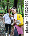 korean young women hiking and plogging_trekking mountain 95622490