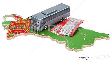 Bus travel in Turkmenistan, concept. 3D rendering 95622727