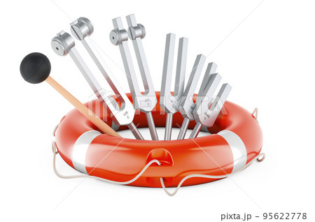 Medical tuning forks with lifebelt, 3D rendering 95622778