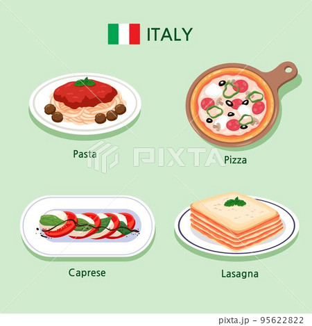 drawing collection of foods from Italy 95622822