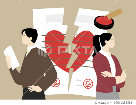 drawing of characters, couples after divorce, breakup drawing of characters, couples after divorce, breakup 95622852