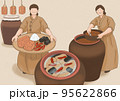 korean traditional food illustration_making Mejoo, fermented soybean lump 95622866